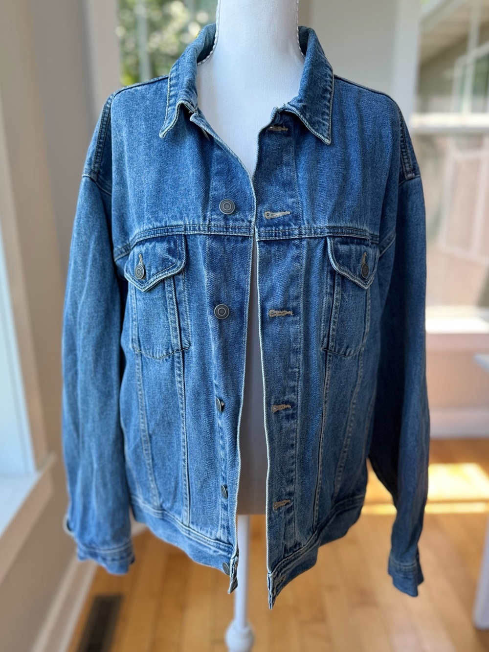 Vintage 90s Medium Blue Cotton Denim Jean Jacket Size Medium
